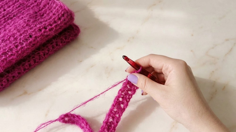 Crocheting my dream sweater with a fluffy, knitted look tutorial 4