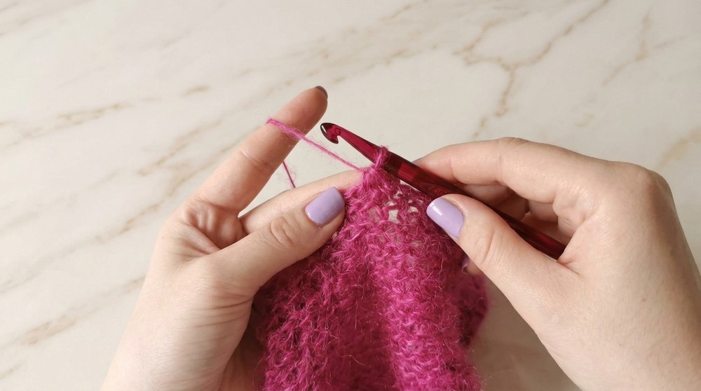 Crocheting my dream sweater with a fluffy, knitted look tutorial 5