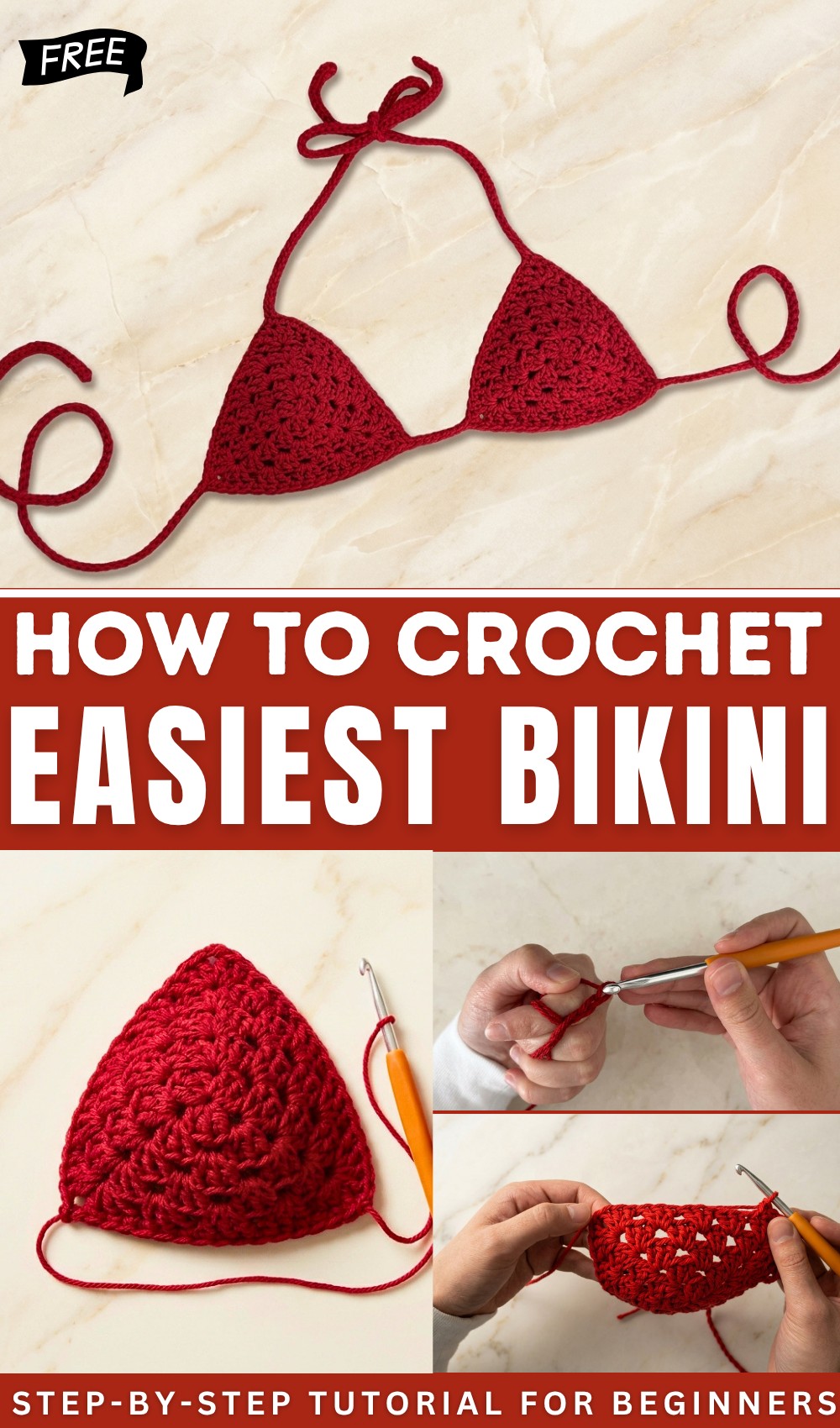 Easiest crochet bikini tutorial (I swear) - Step by Step crochet tutorial 1