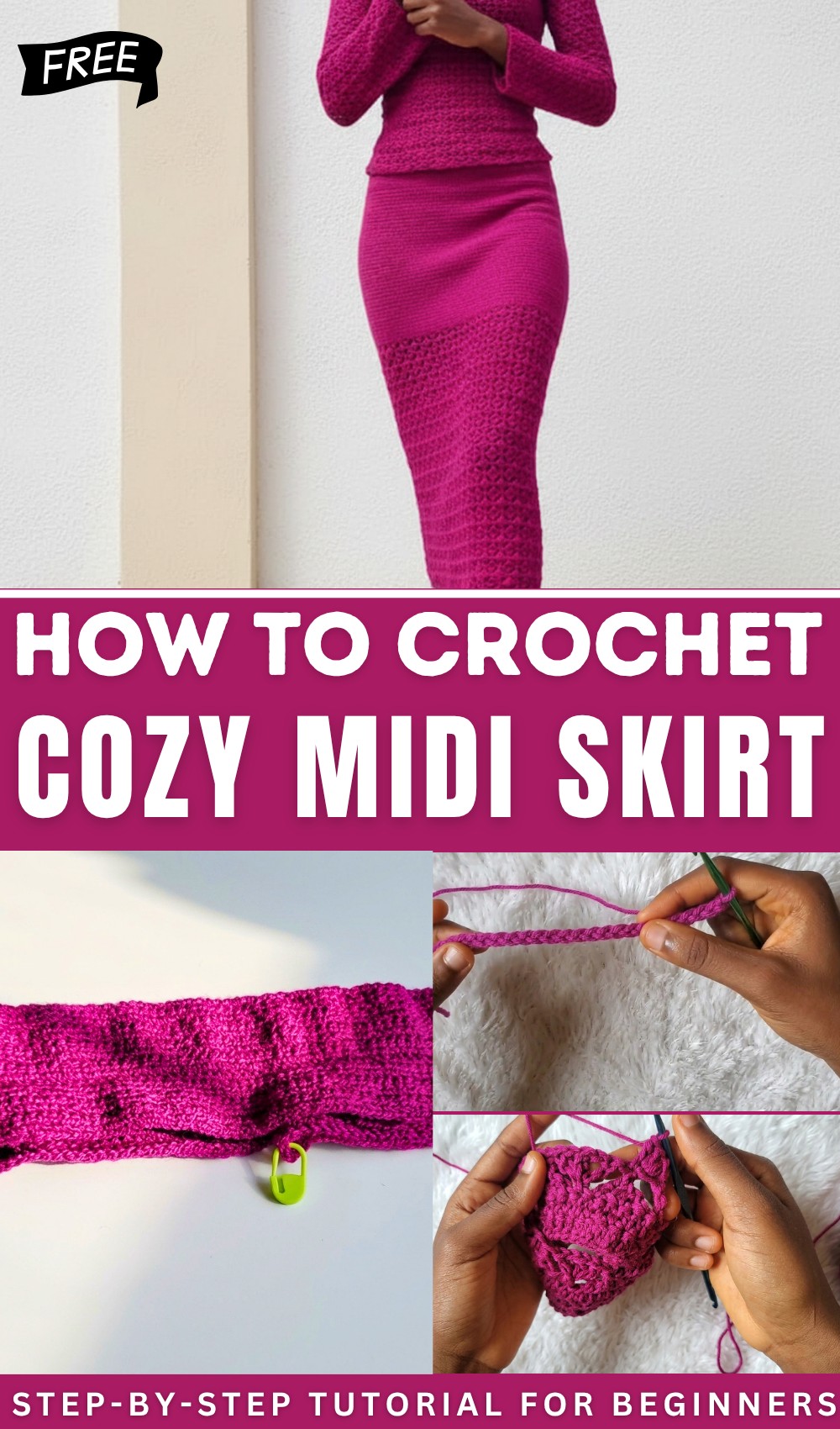 Guide to crochet a midi skirt Crochet skirt guide + Free Written Pattern 1