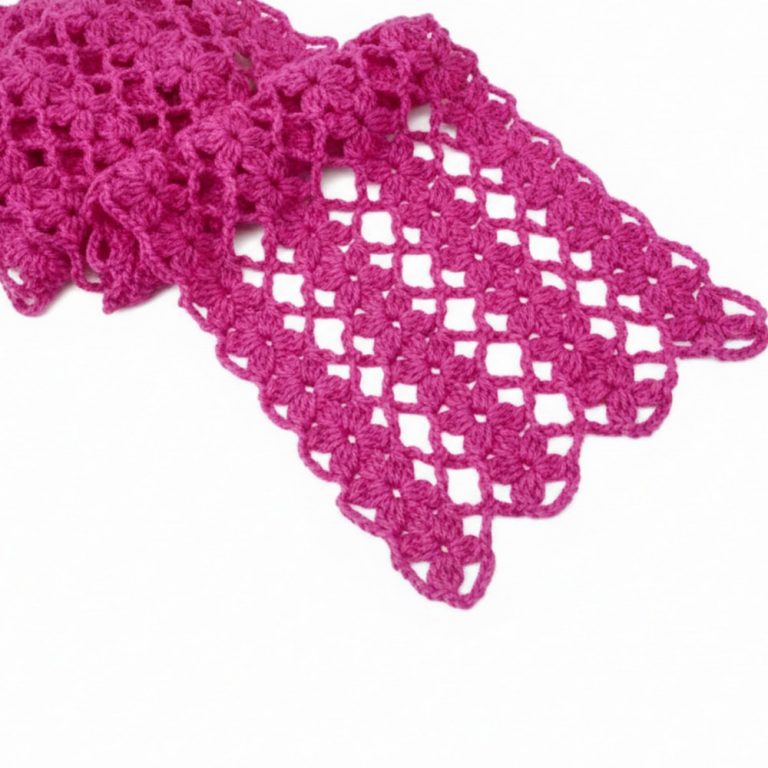 How to Crochet Lace Scarf with Flowers Designs 8