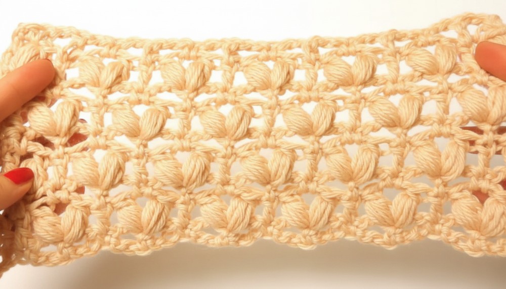 How to Crochet Lace Scarf with Puff Stitches Designs, Crochet Video Tutorial 5