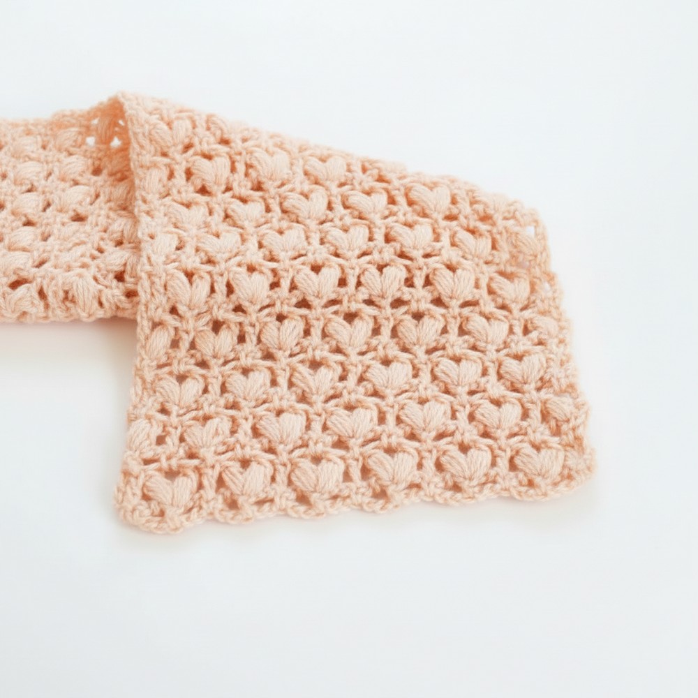 How to Crochet Lace Scarf with Puff Stitches Designs, Crochet Video Tutorial 8