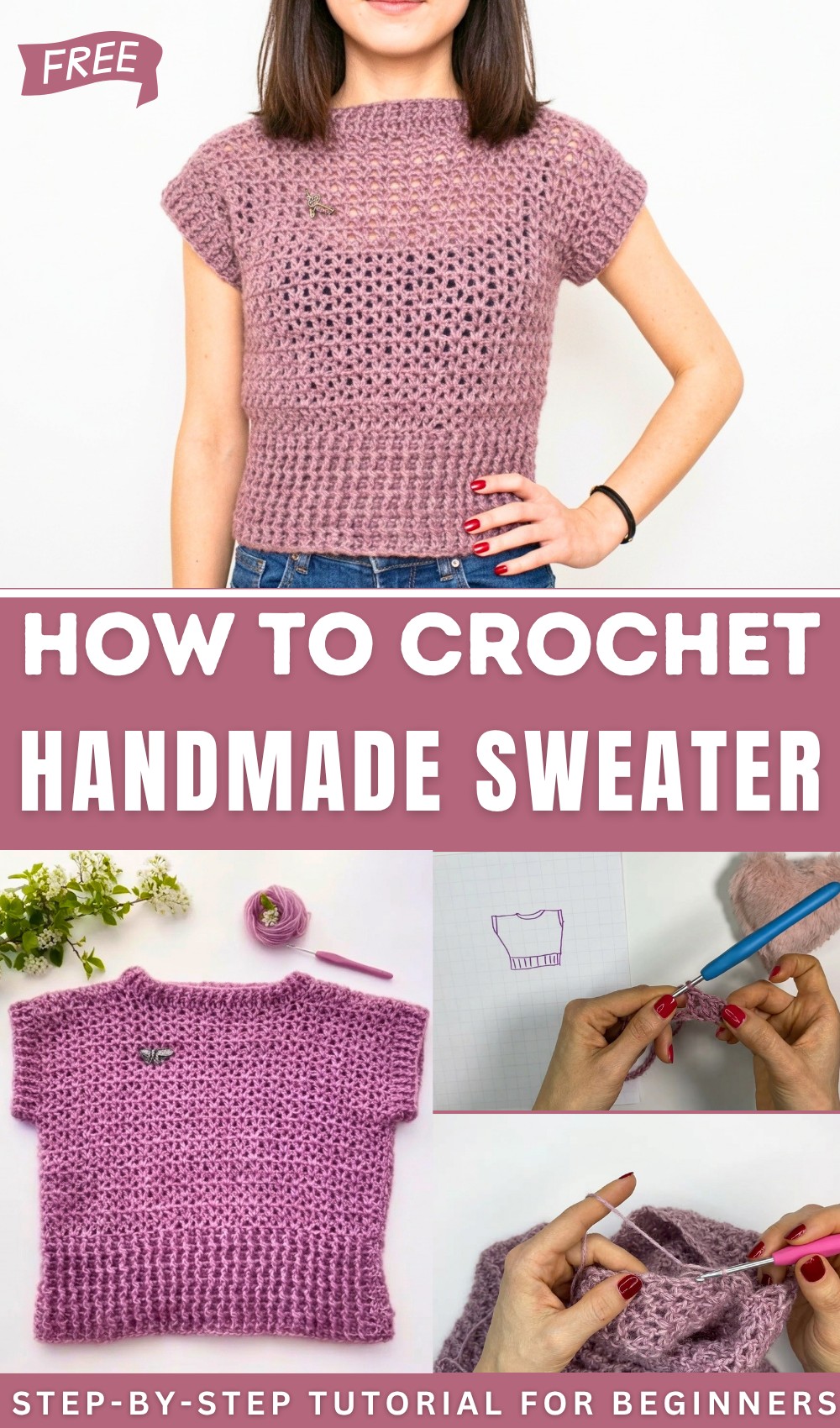 Lilac crochet sweater - easy handmade crochet tutorial 1