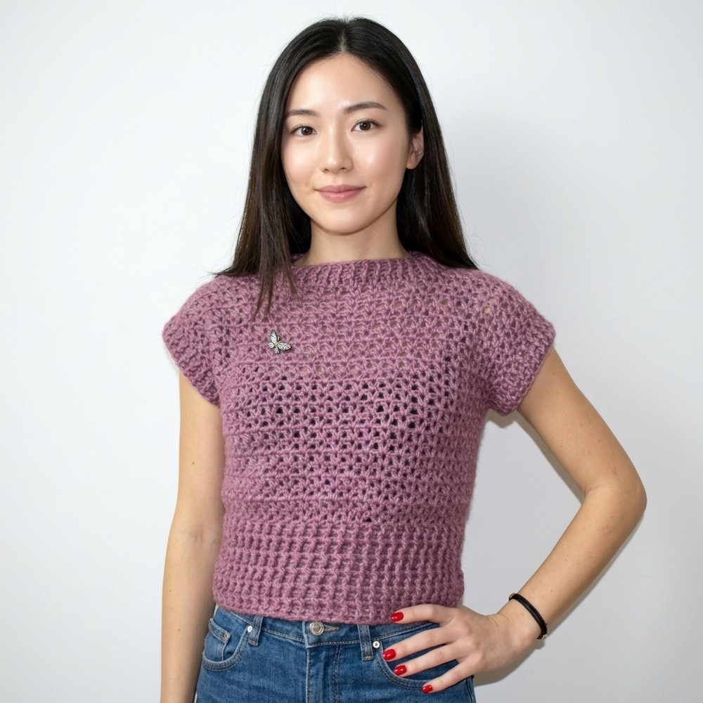 Lilac crochet sweater - easy handmade crochet tutorial 10