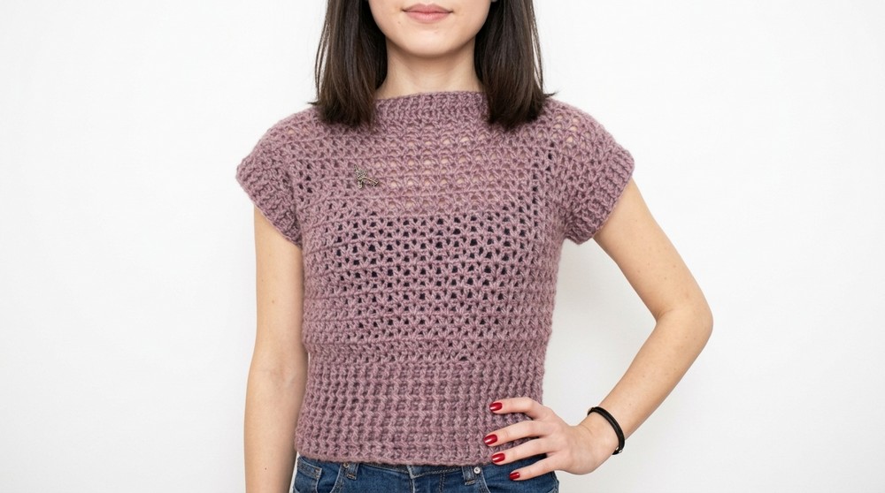 Lilac crochet sweater - easy handmade crochet tutorial 2