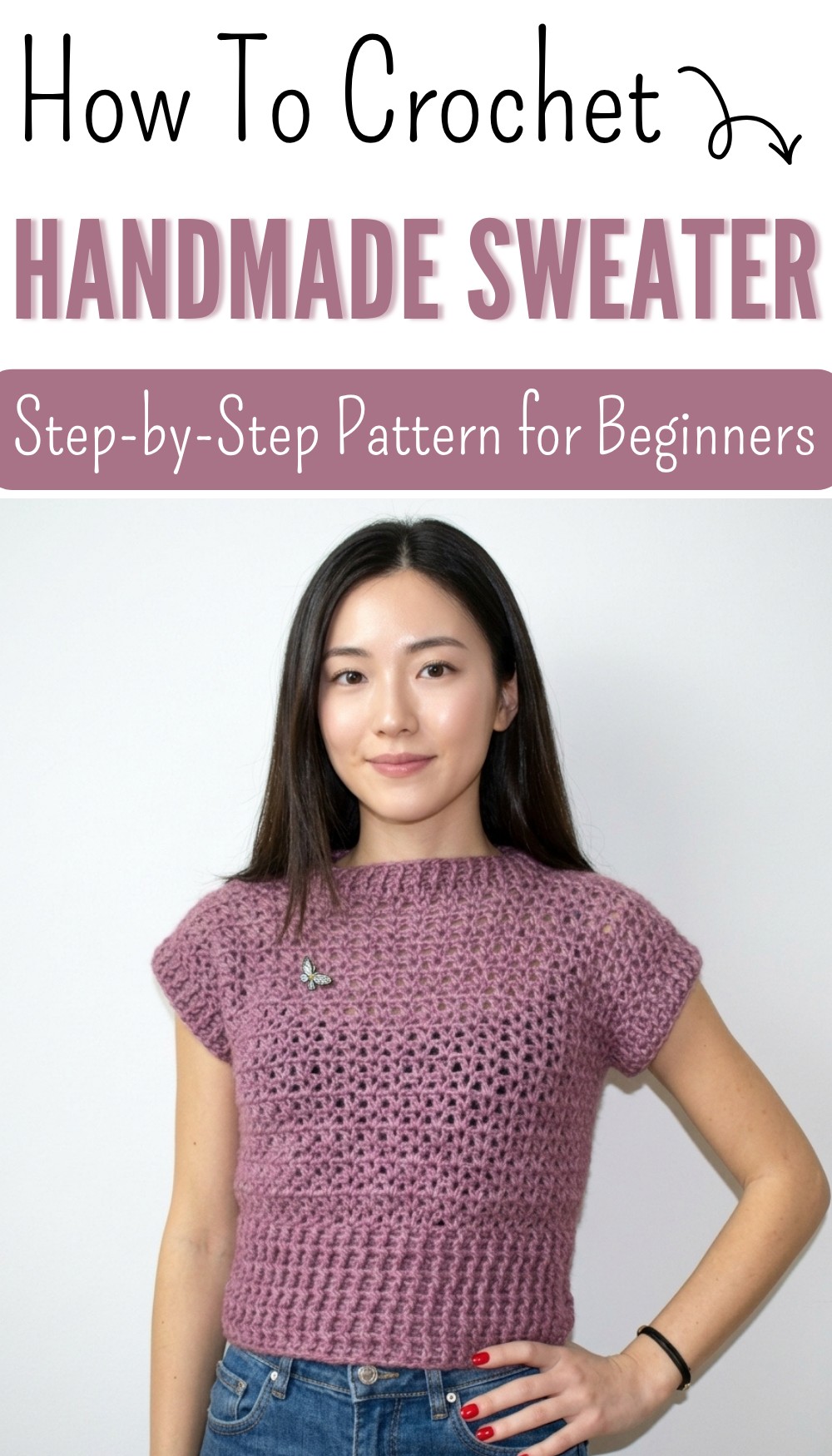 Lilac crochet sweater - easy handmade crochet tutorial 9