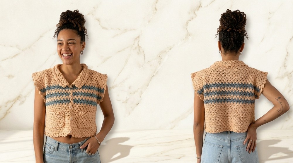 Polo Shirt CROCHET TUTORIAL by belina beginner friendly one stitch dc only 2