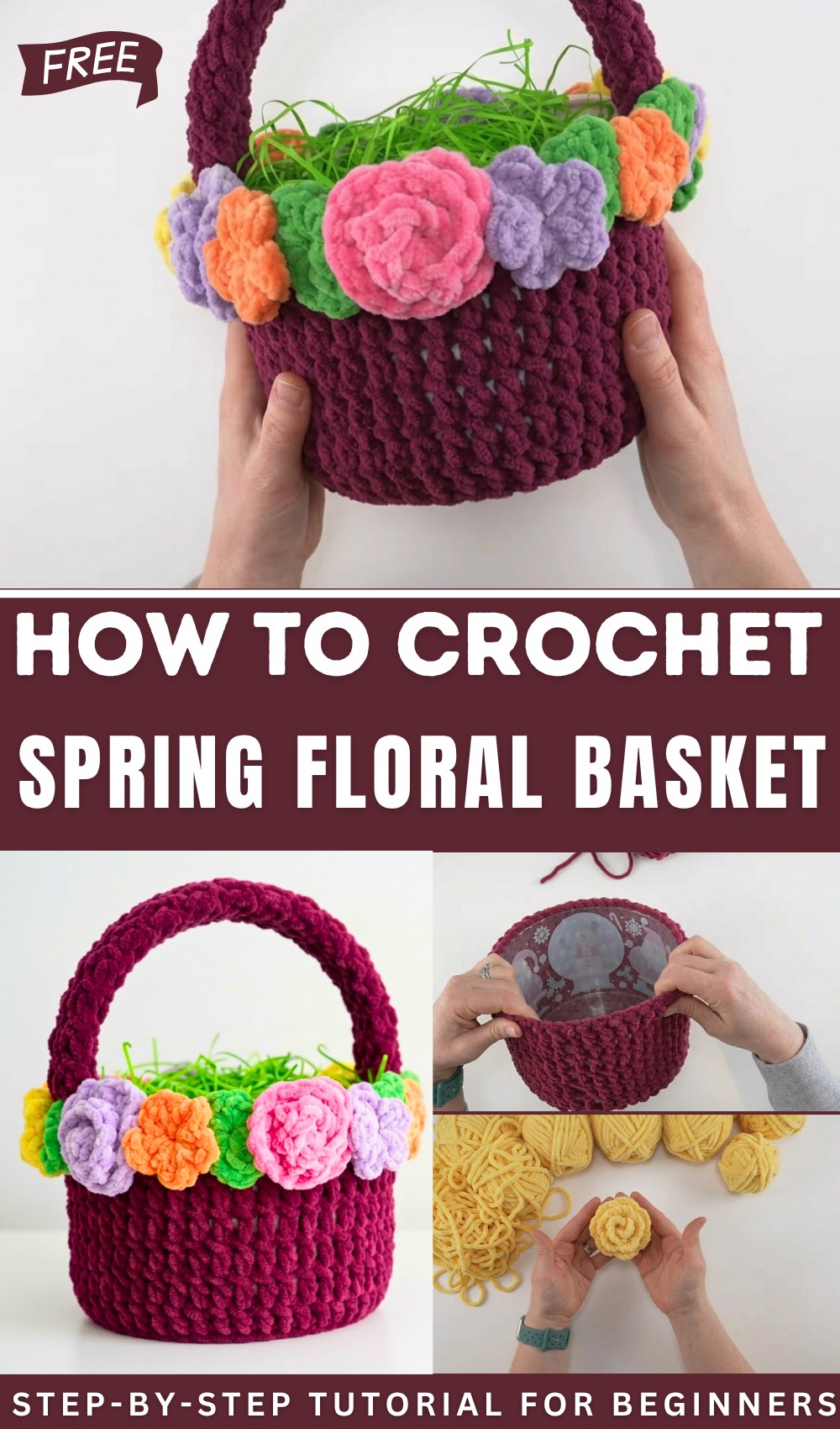 Spring Floral CROCHET BASKET (Cute Easter DIY!) 1