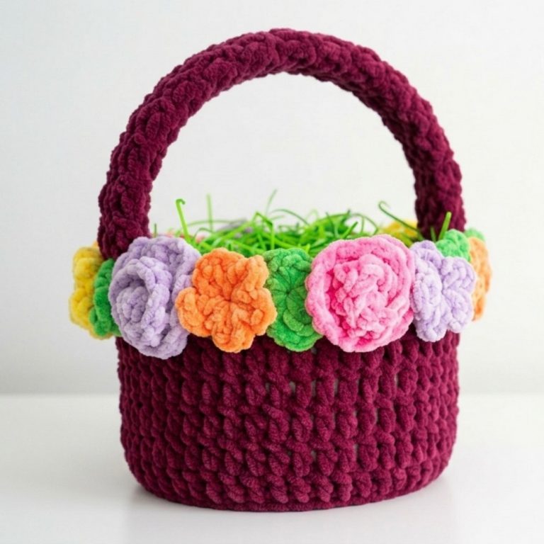 Spring Floral CROCHET BASKET (Cute Easter DIY!) 10