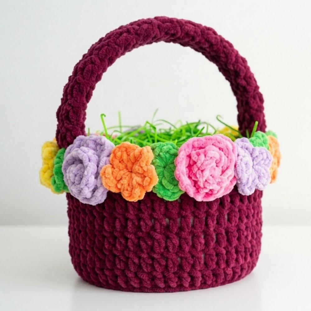 Spring Floral CROCHET BASKET (Cute Easter DIY!) 10