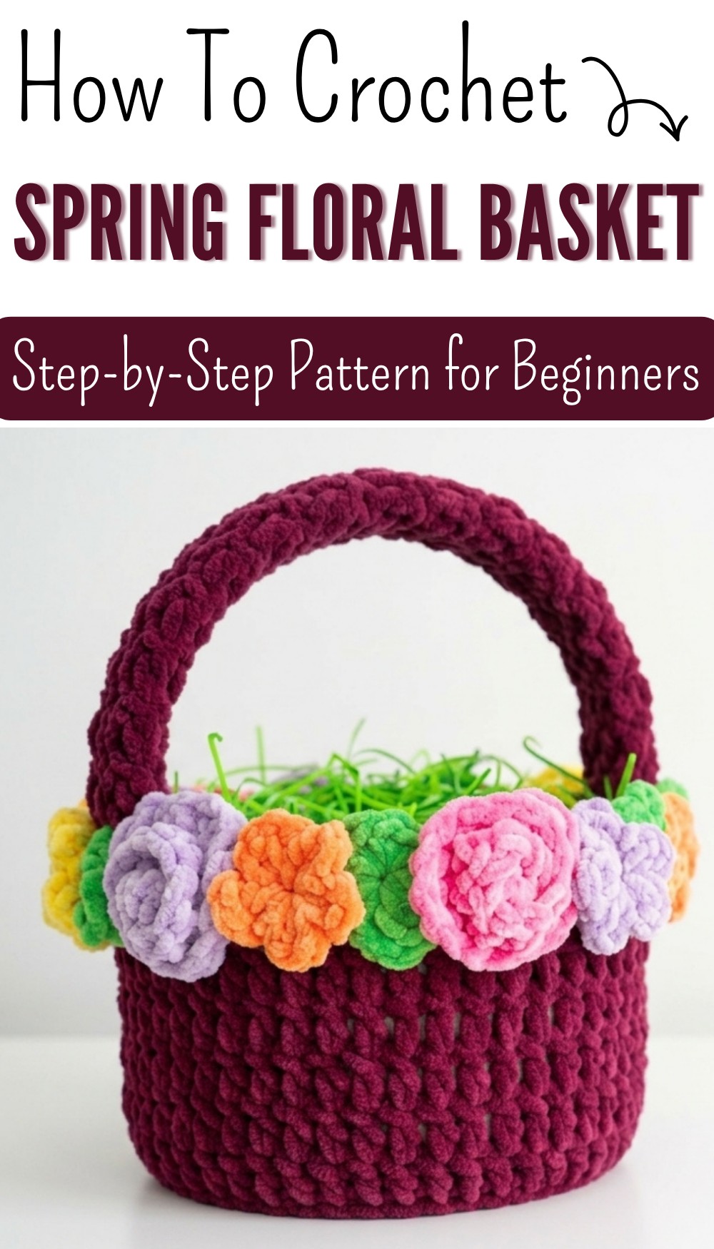 Spring Floral CROCHET BASKET (Cute Easter DIY!) 9