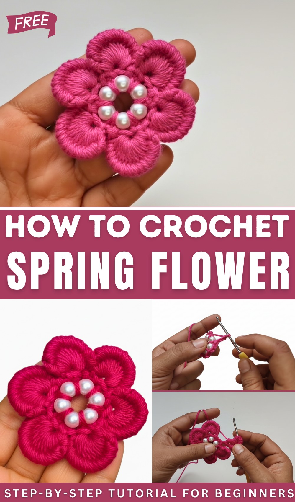 Spring Flower Crochet Bloom Puff Stitch + Pearls = Pure Magic 1
