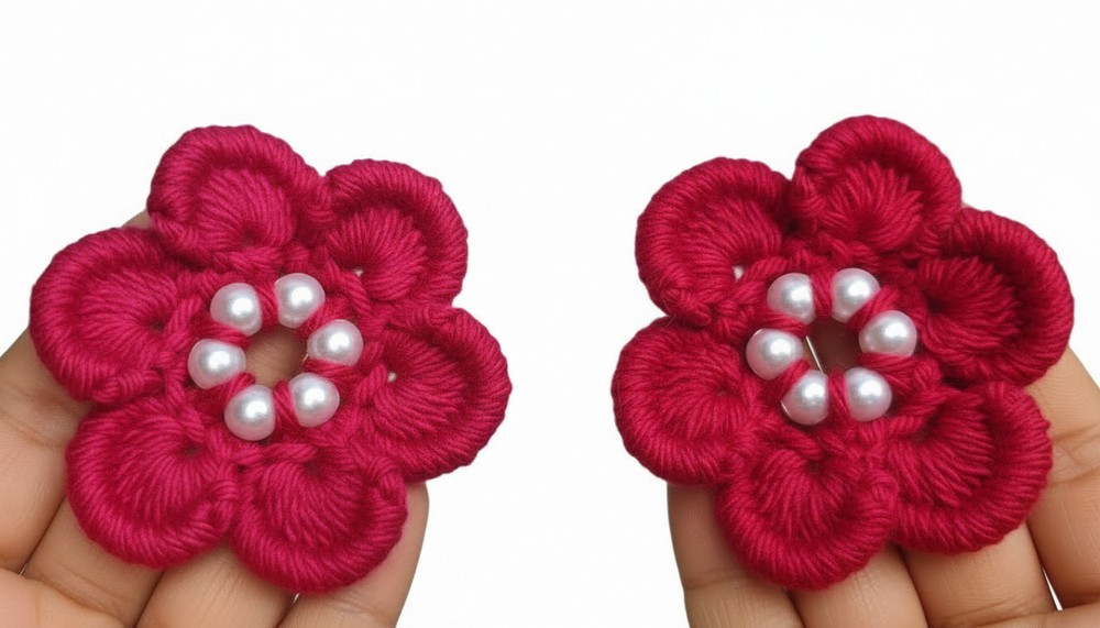 Spring Flower Crochet Bloom Puff Stitch + Pearls = Pure Magic 2