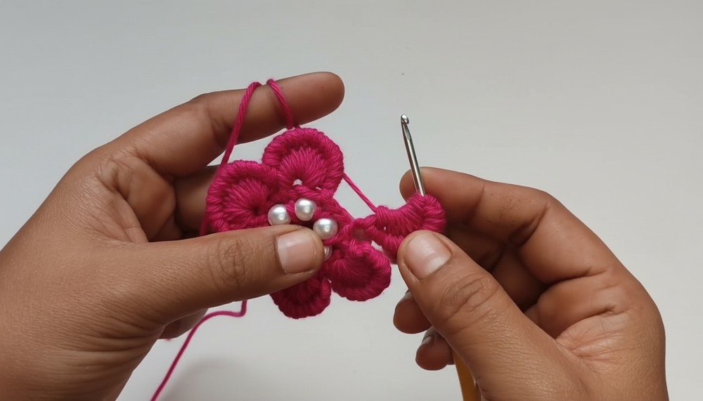 Spring Flower Crochet Bloom Puff Stitch + Pearls = Pure Magic 5