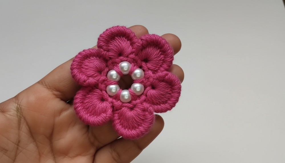 Spring Flower Crochet Bloom Puff Stitch + Pearls = Pure Magic 6