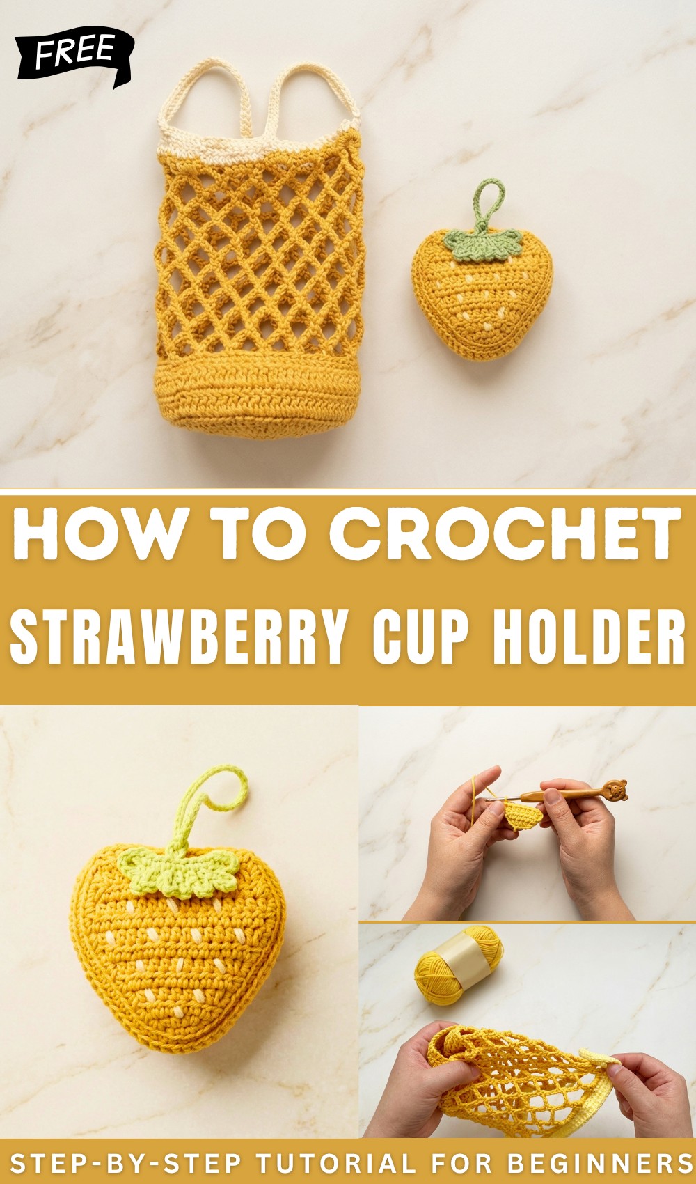 Strawberry Crochet Charm That Turns Into a Cup Holder 1