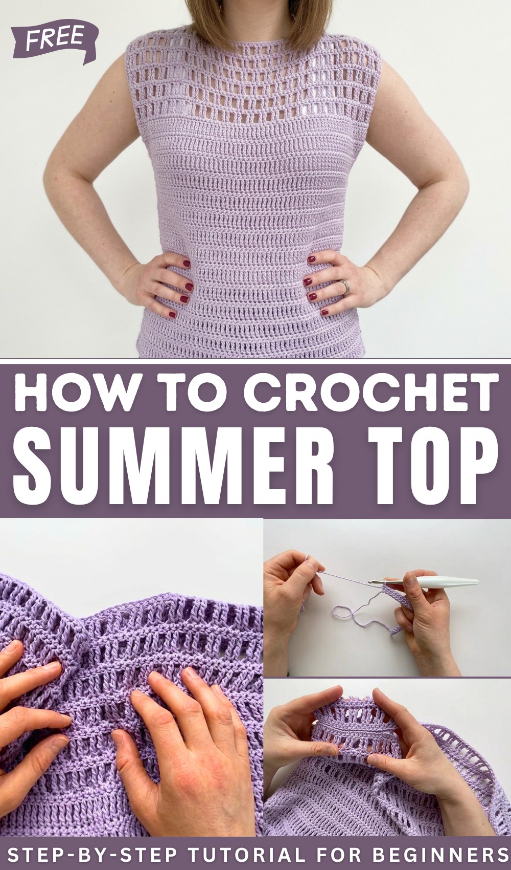 Summer Crochet Top Pattern - Eyelet Lace Tee Tutorial 1