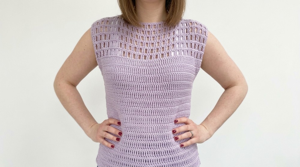 Summer Crochet Top Pattern - Eyelet Lace Tee Tutorial 2