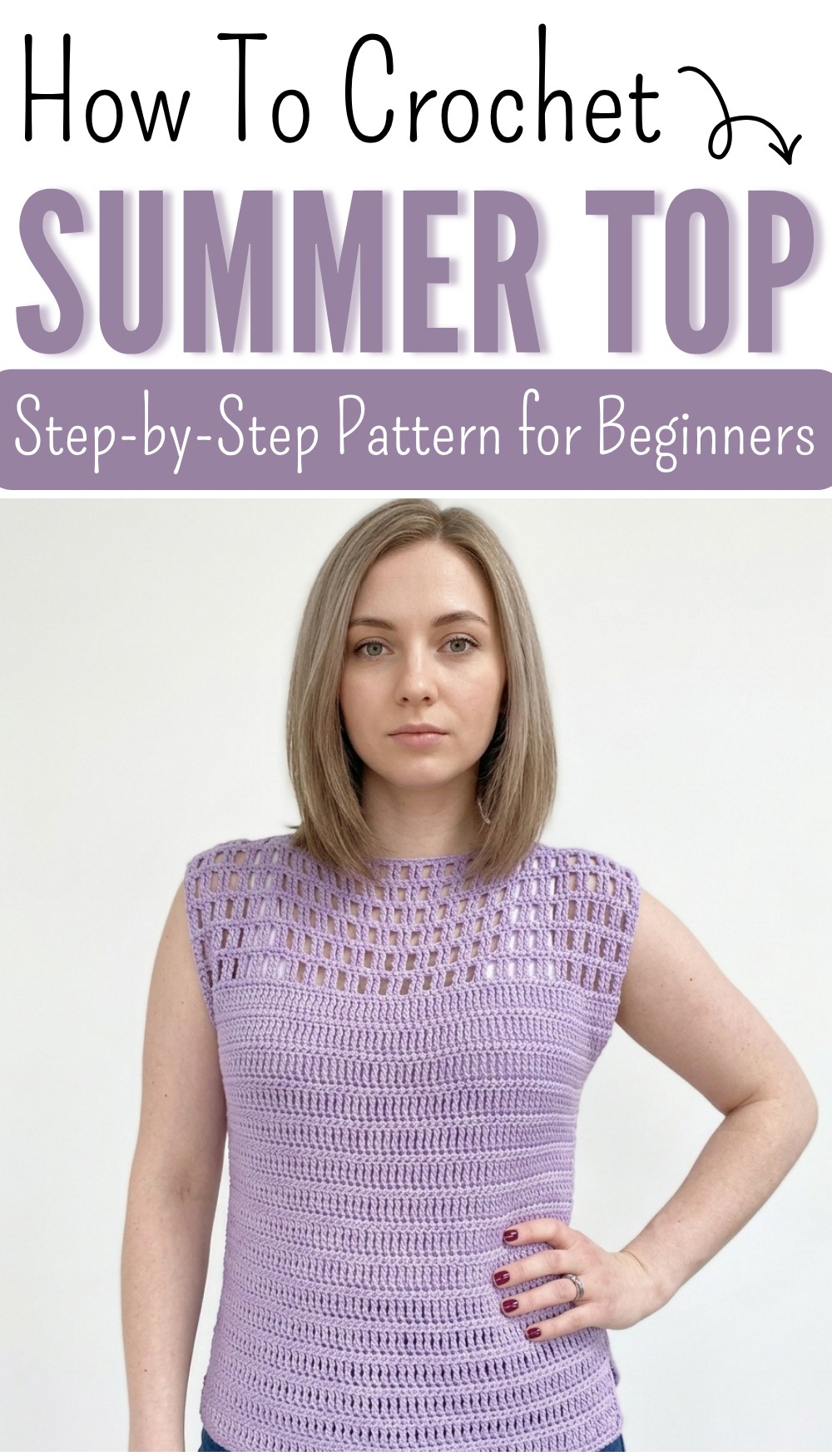 Summer Crochet Top Pattern - Eyelet Lace Tee Tutorial 7