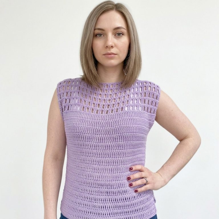 Summer Crochet Top Pattern - Eyelet Lace Tee Tutorial 8