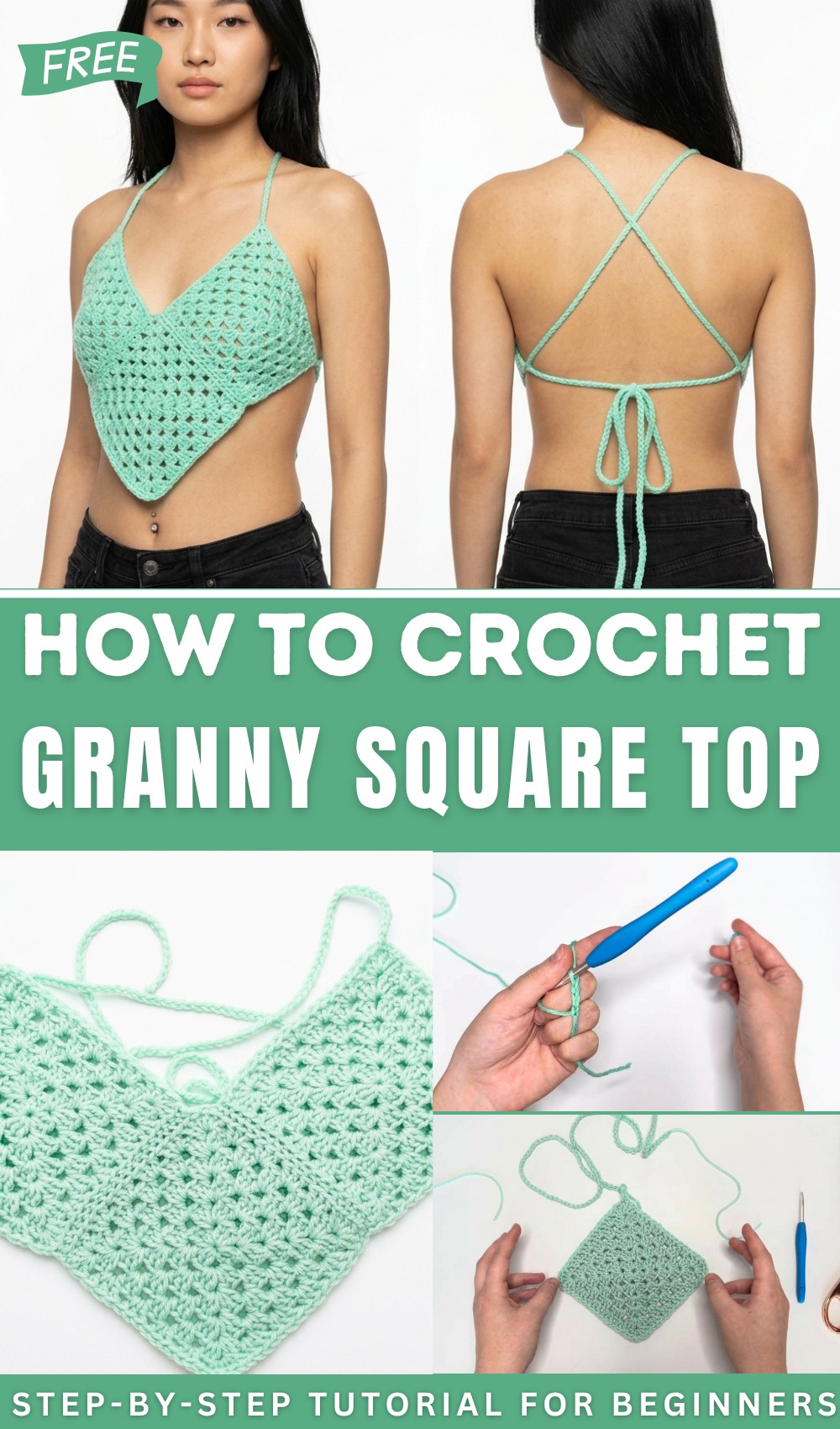 Triple Granny Square Top Crochet Tutorial 1