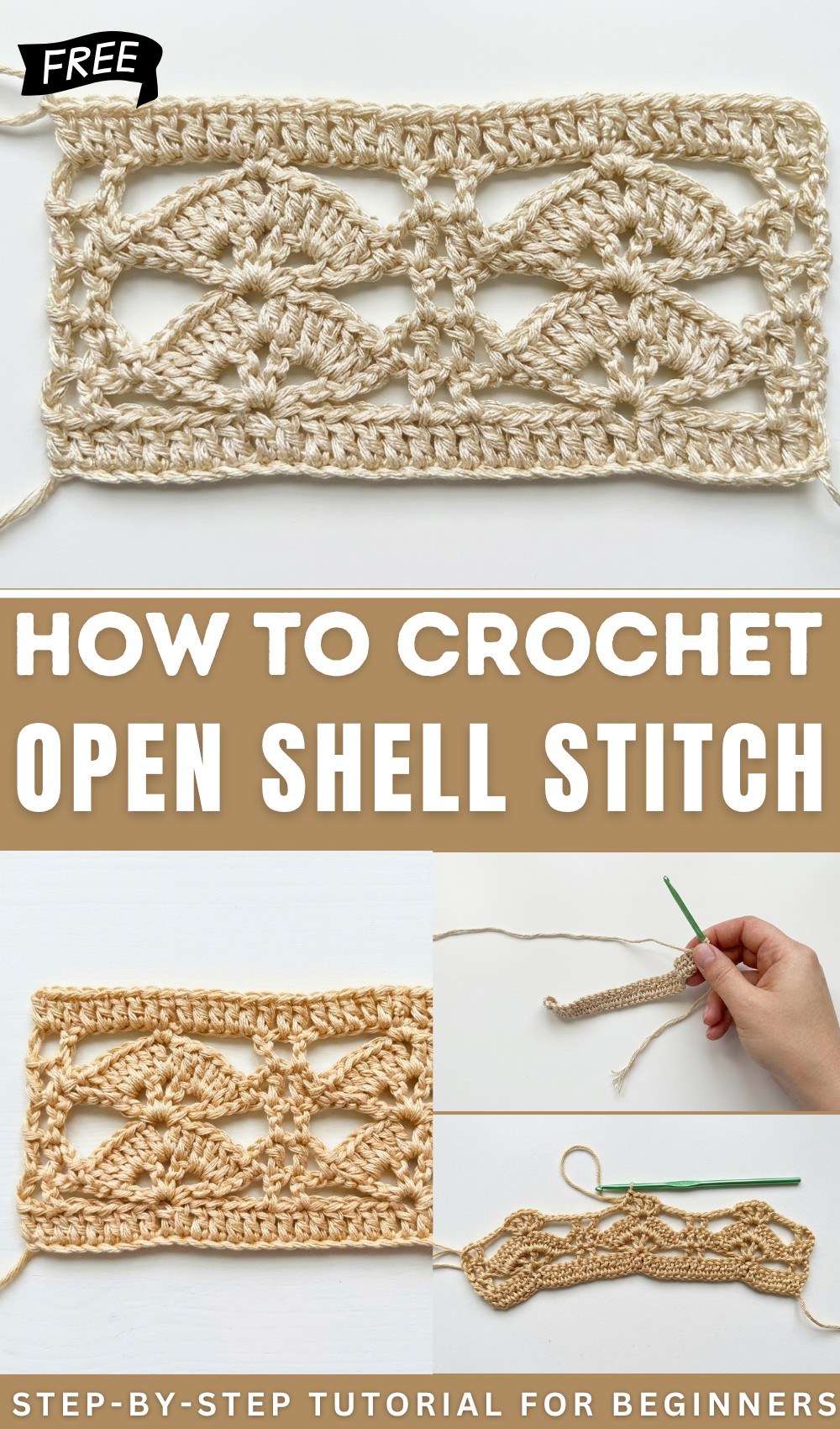 Two-Row Repeat Open Shell Crochet Stitch Tutorial 1