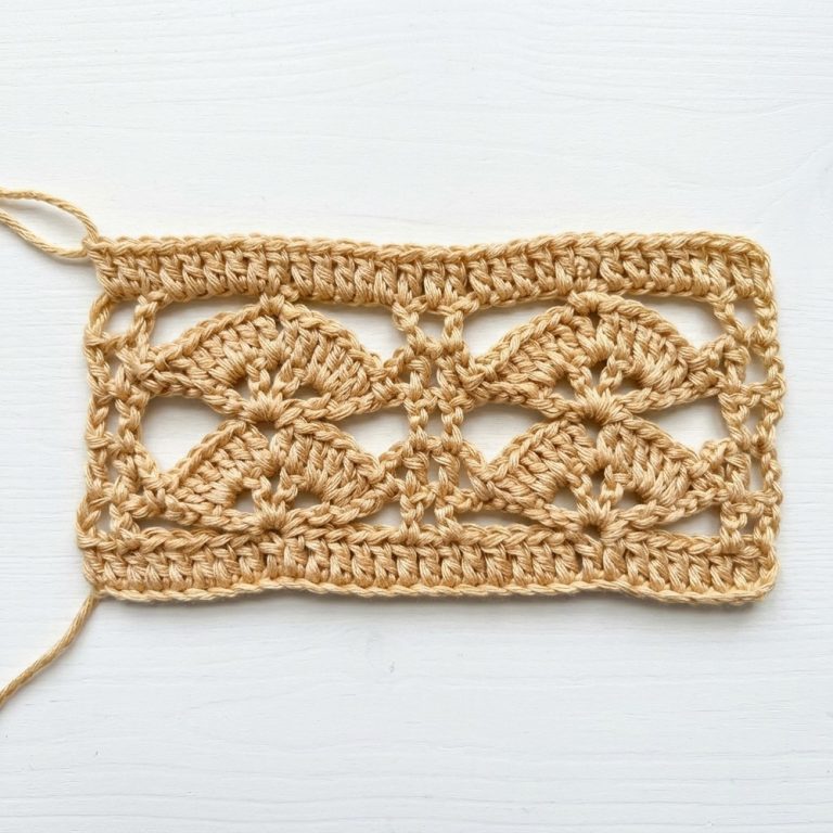 Two-Row Repeat Open Shell Crochet Stitch Tutorial 7