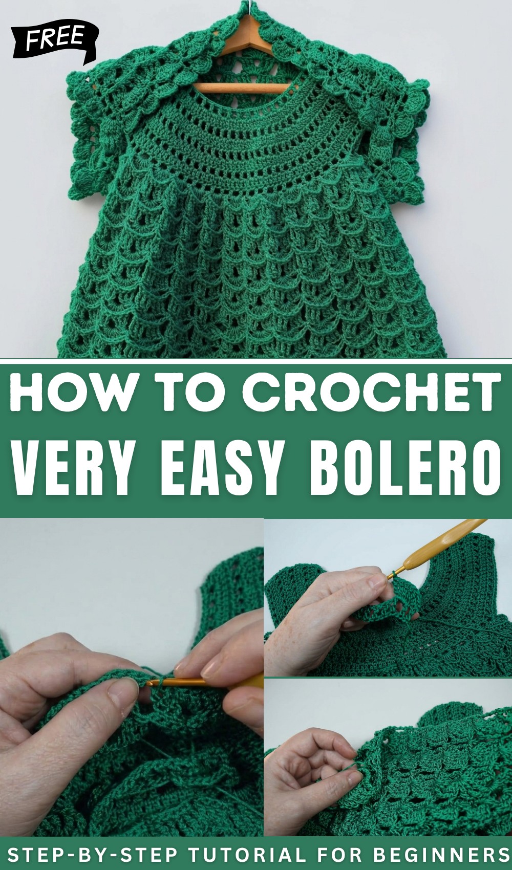 Very easy crochet bolero or torera for girls to match with a dress 1