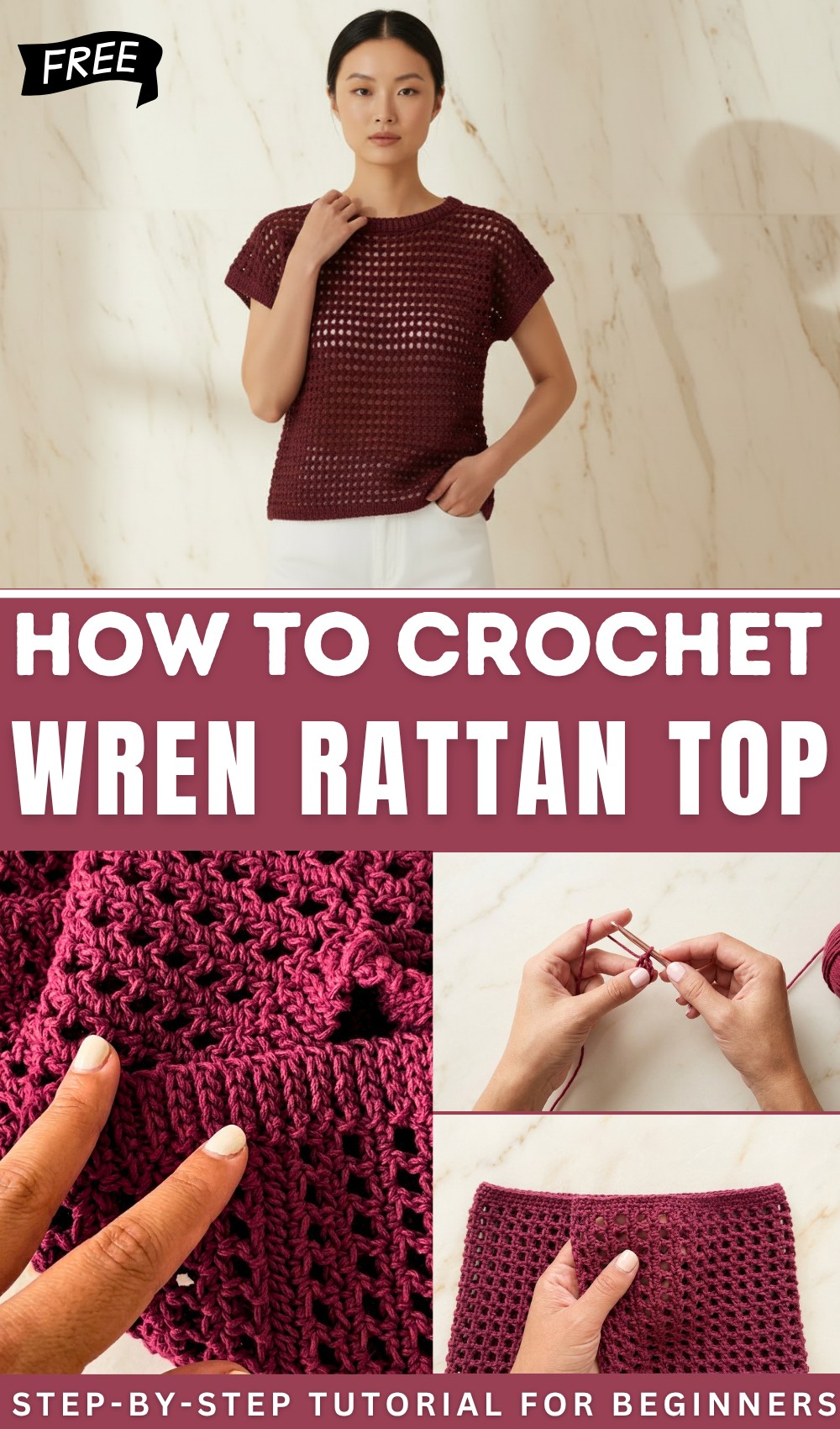 Wren Rattan Top FREE Crochet Pattern Video Tutorial 1