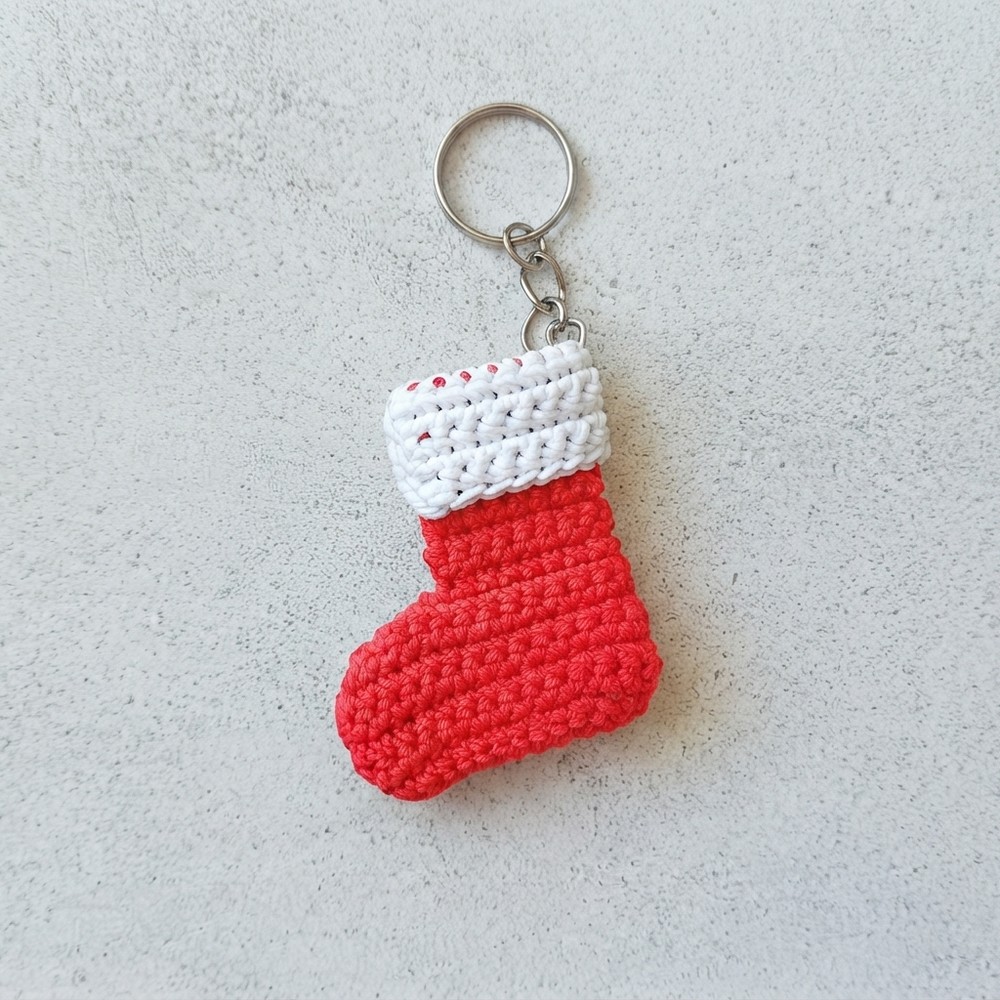 Crochet Christmas Stocking Keychain