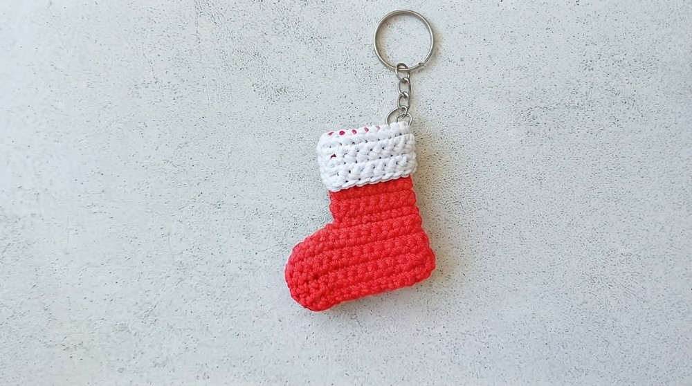 Crochet Christmas Stocking Keychain