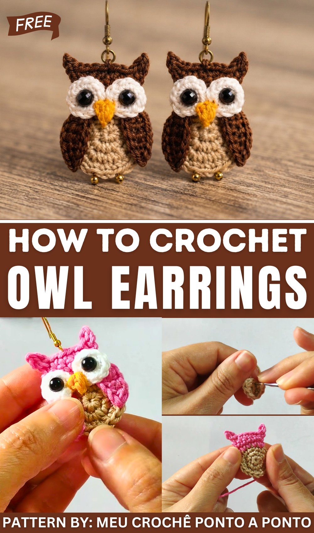 Crochet Owl Earrings Complete Step-by-Step for Beginners (1)