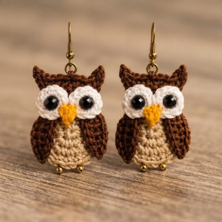 Crochet Owl Earrings Complete Step-by-Step for Beginners (9)