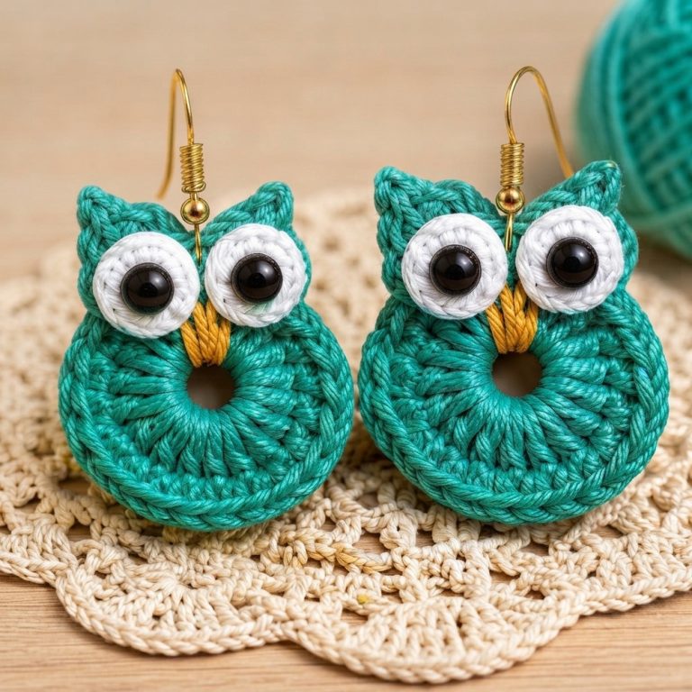 Crocheted Owl Earrings (9)