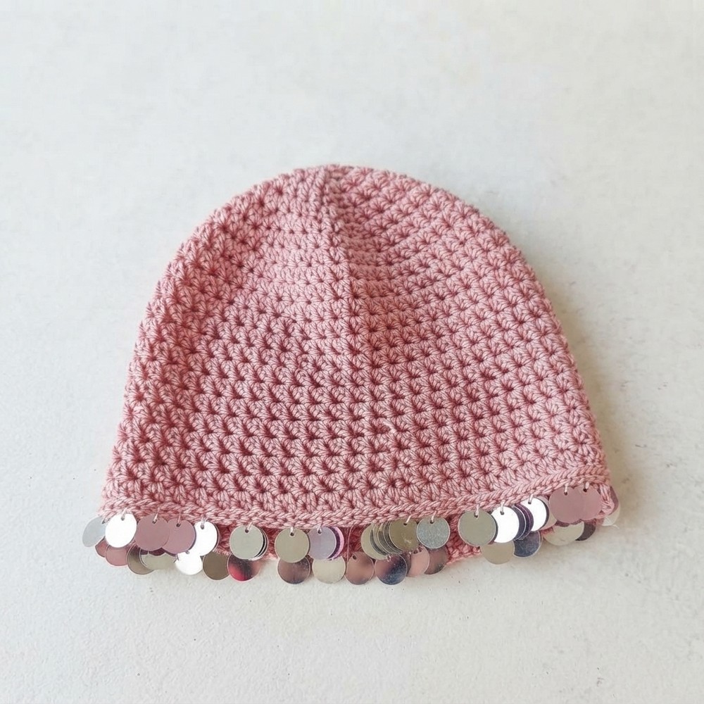 Easy Crochet Sequin Beanie Hat Tutorial