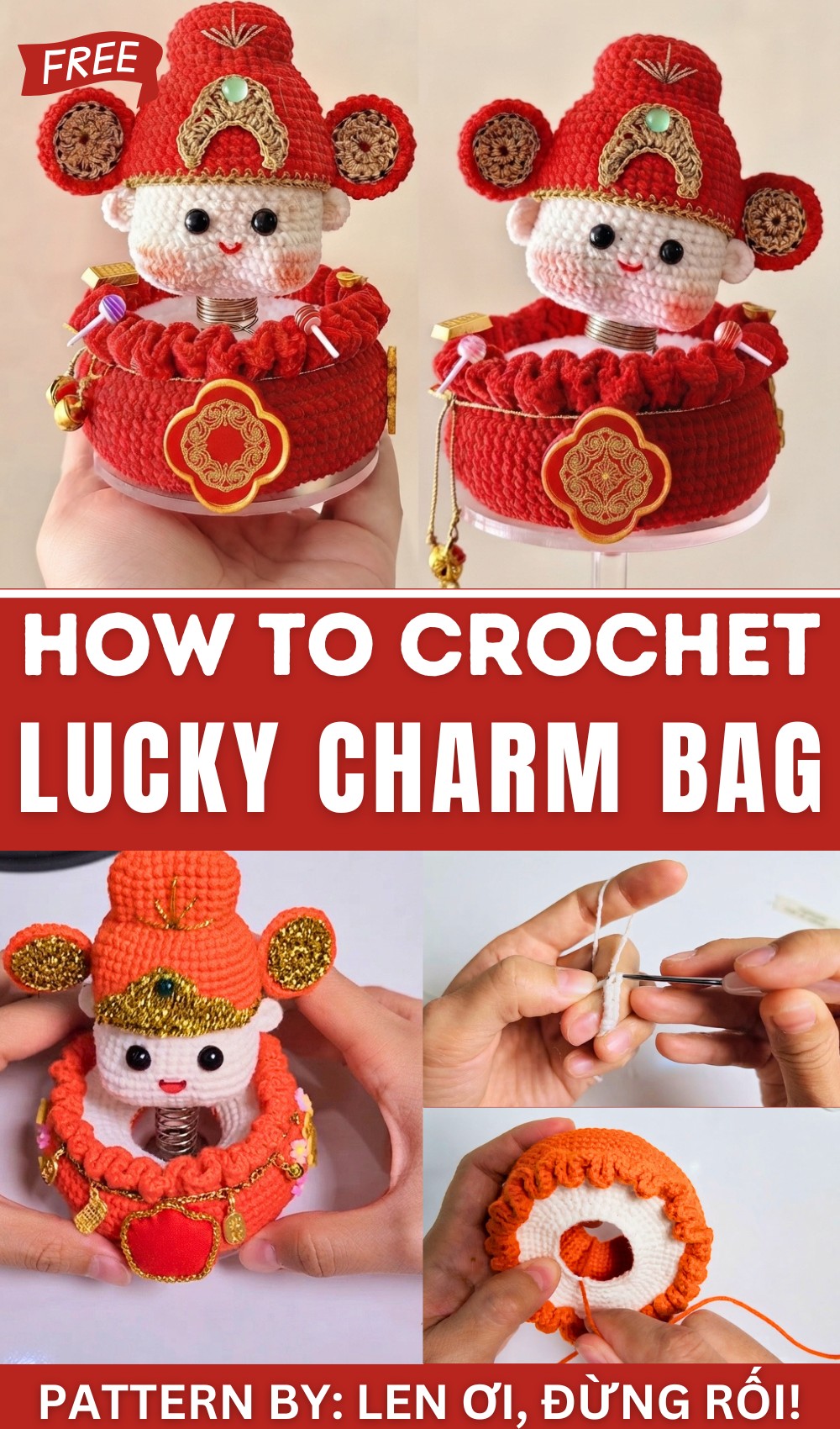 How to Crochet a Lucky Charm Bag for Your Car Lucky Crochet 1