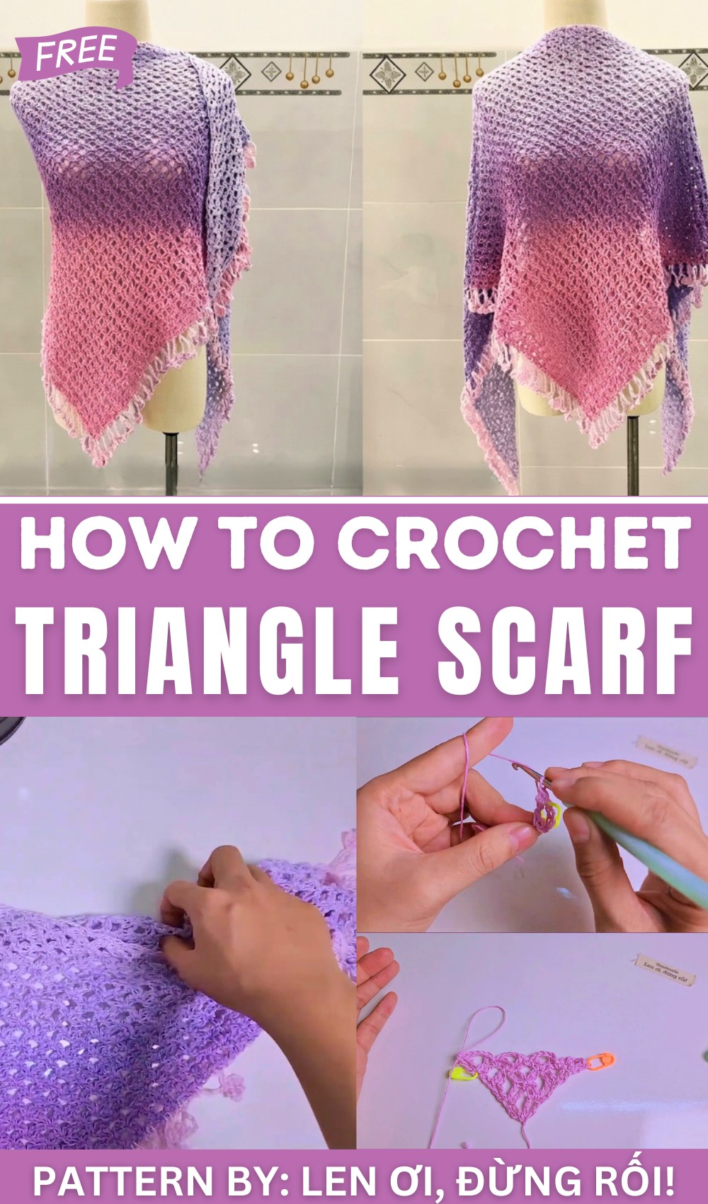 How to Crochet a Triangle Scarf Easy Crochet for Beginners (1)