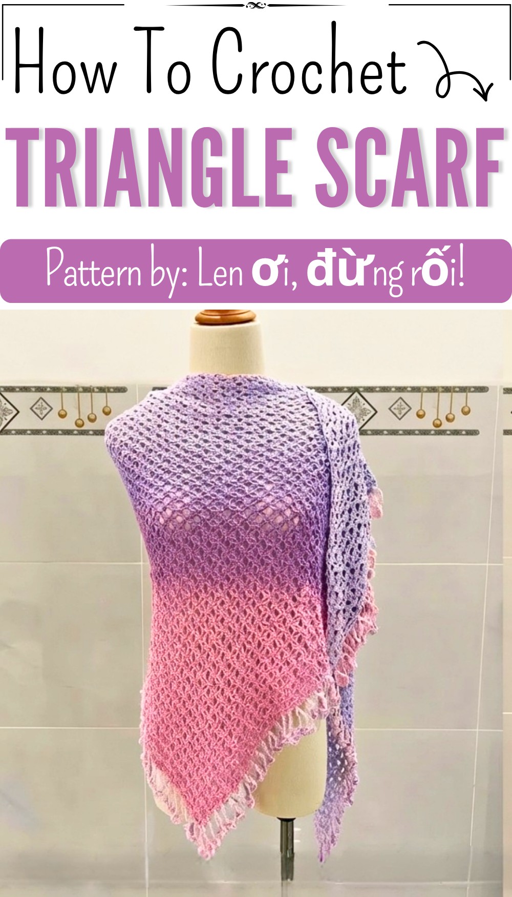 How to Crochet a Triangle Scarf Easy Crochet for Beginners (8)