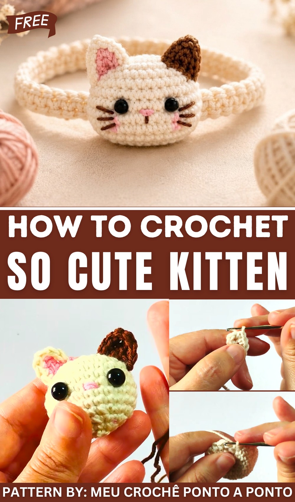 SO CUTE! Easy Crochet Kitten Bracelet Tutorial (1)