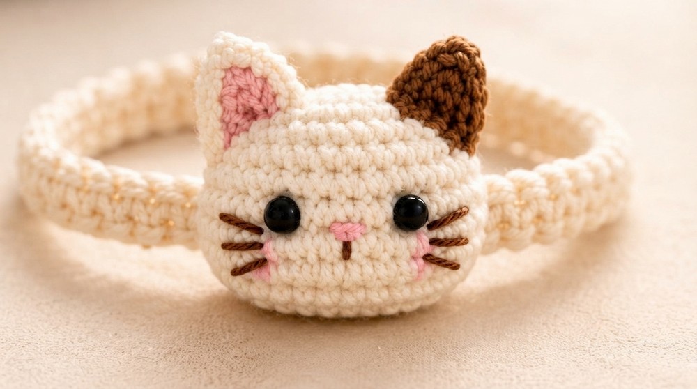 SO CUTE! Easy Crochet Kitten Bracelet Tutorial (2)