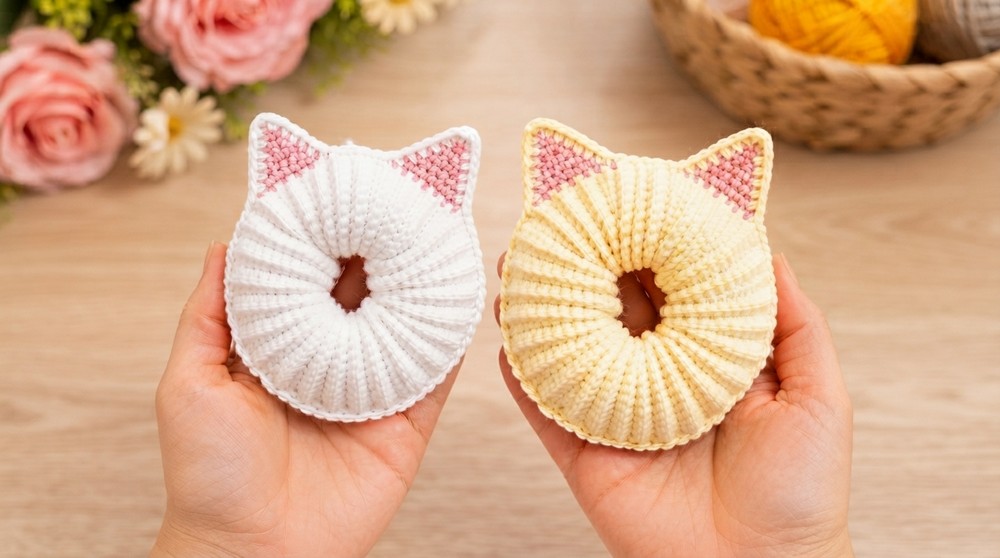 The Cutest Crochet Cat Scrunchie on YouTube! Easy Step-by-Step (2)