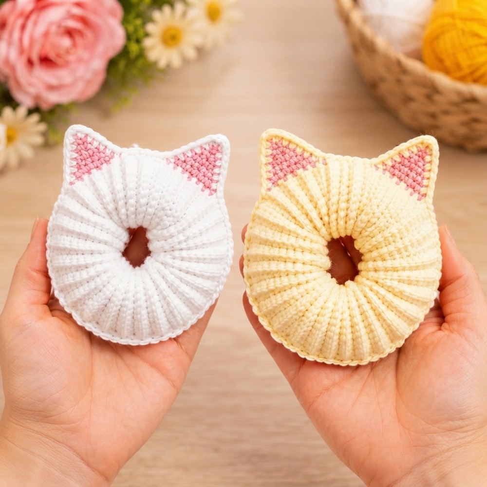 The Cutest Crochet Cat Scrunchie on YouTube! Easy Step-by-Step (9)