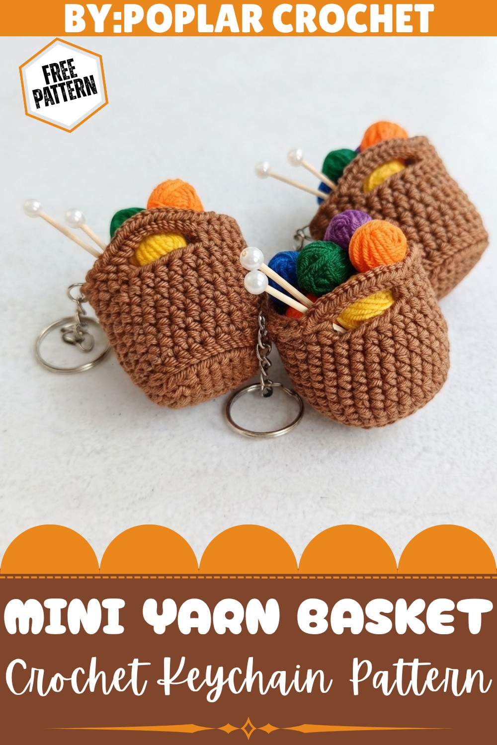 Tiny Crochet Yarn Basket Keychain