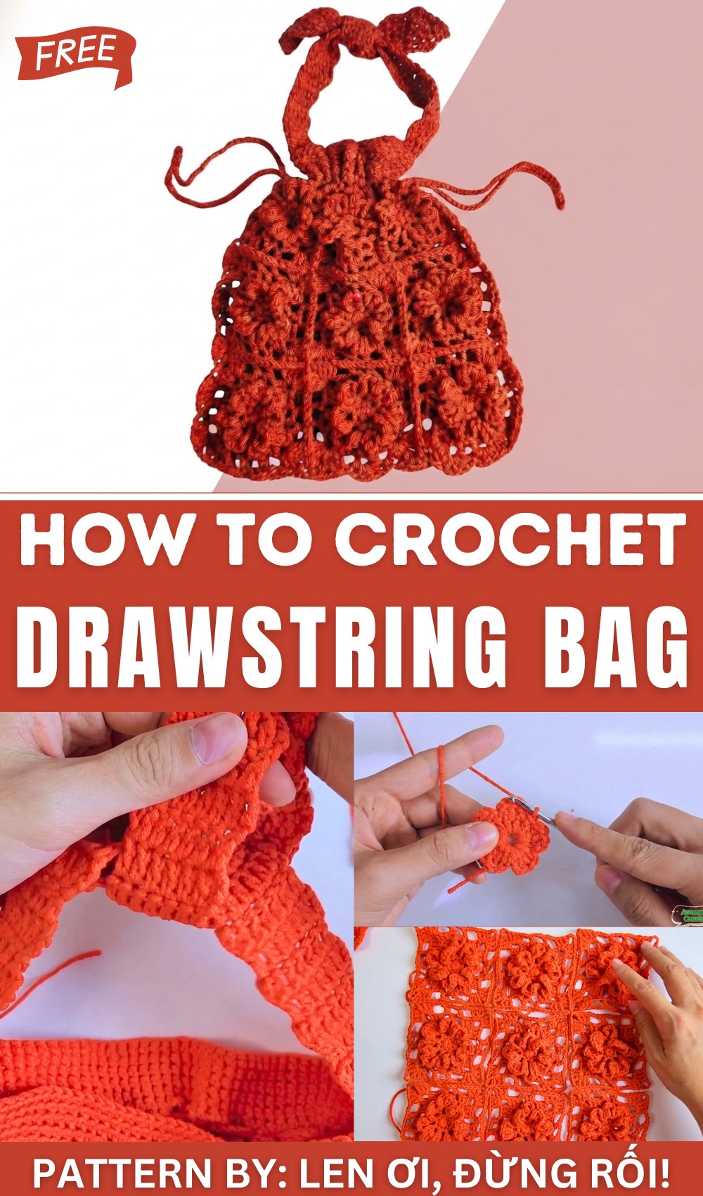 Very Easy Crochet Drawstring Bag Crochet Idea (1)