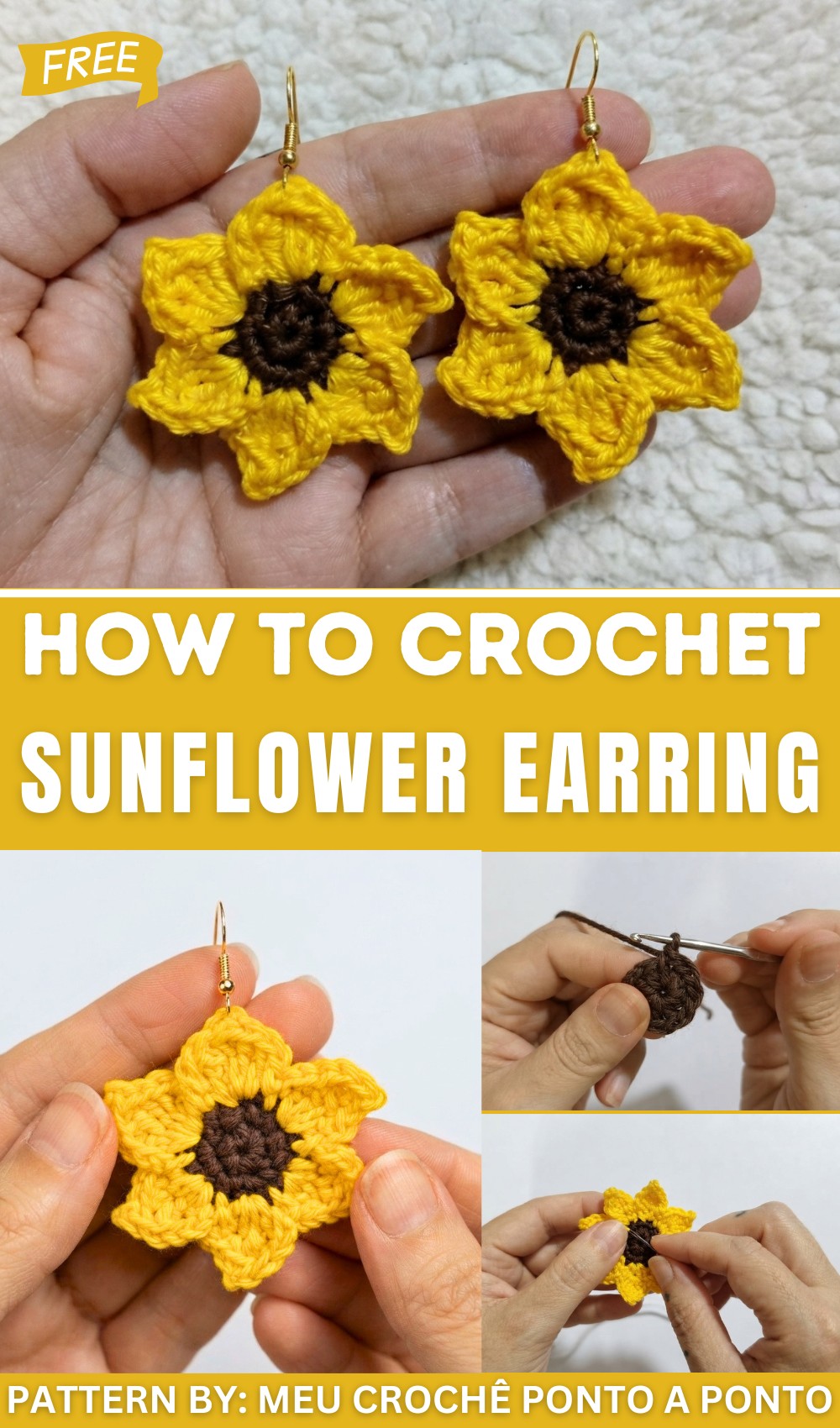 [Very easy] Sunflower crochet earring (1)