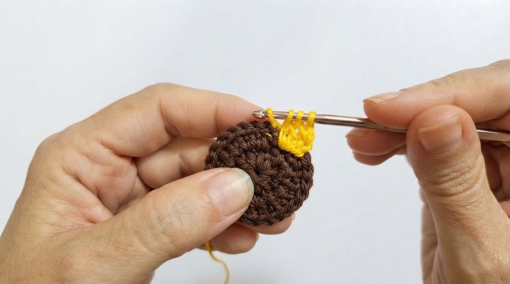 [Very easy] Sunflower crochet earring (4)