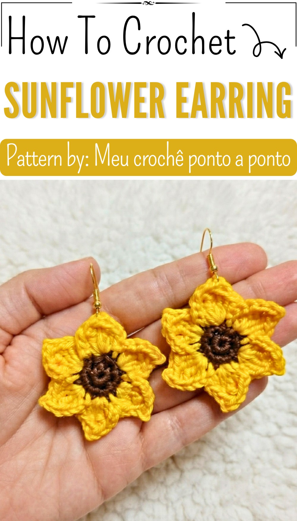 [Very easy] Sunflower crochet earring (8)