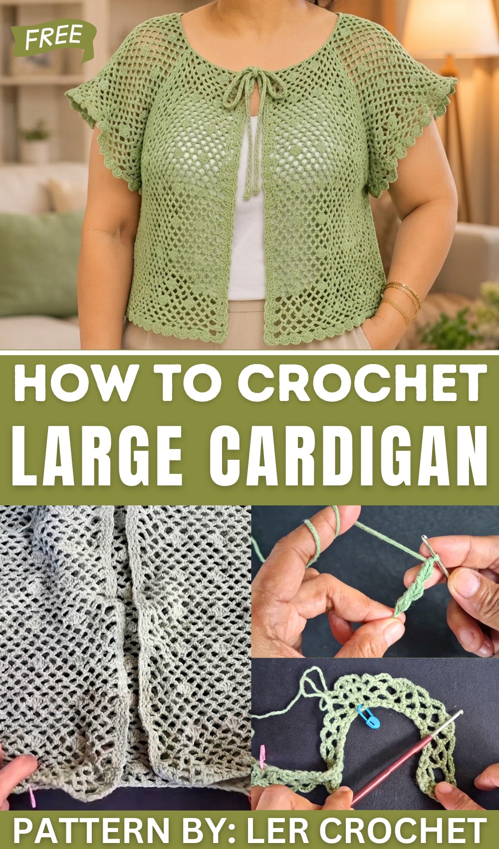 Crochet Large Cardigan Easy Lightweight Mesh Pattern 1