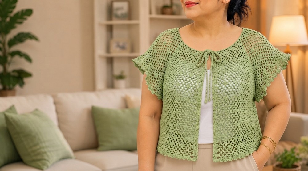 Crochet Large Cardigan Easy Lightweight Mesh Pattern 2